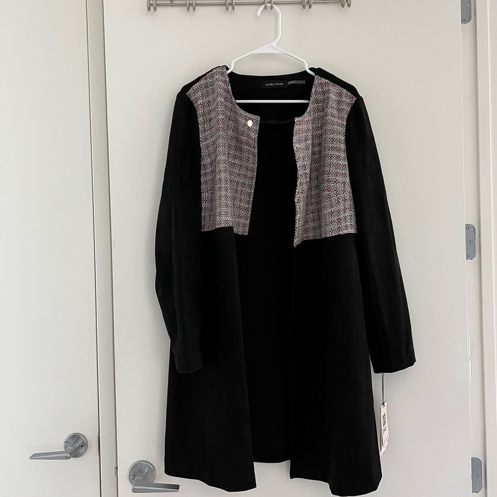 Ivanka Trump black velvet long coat in L